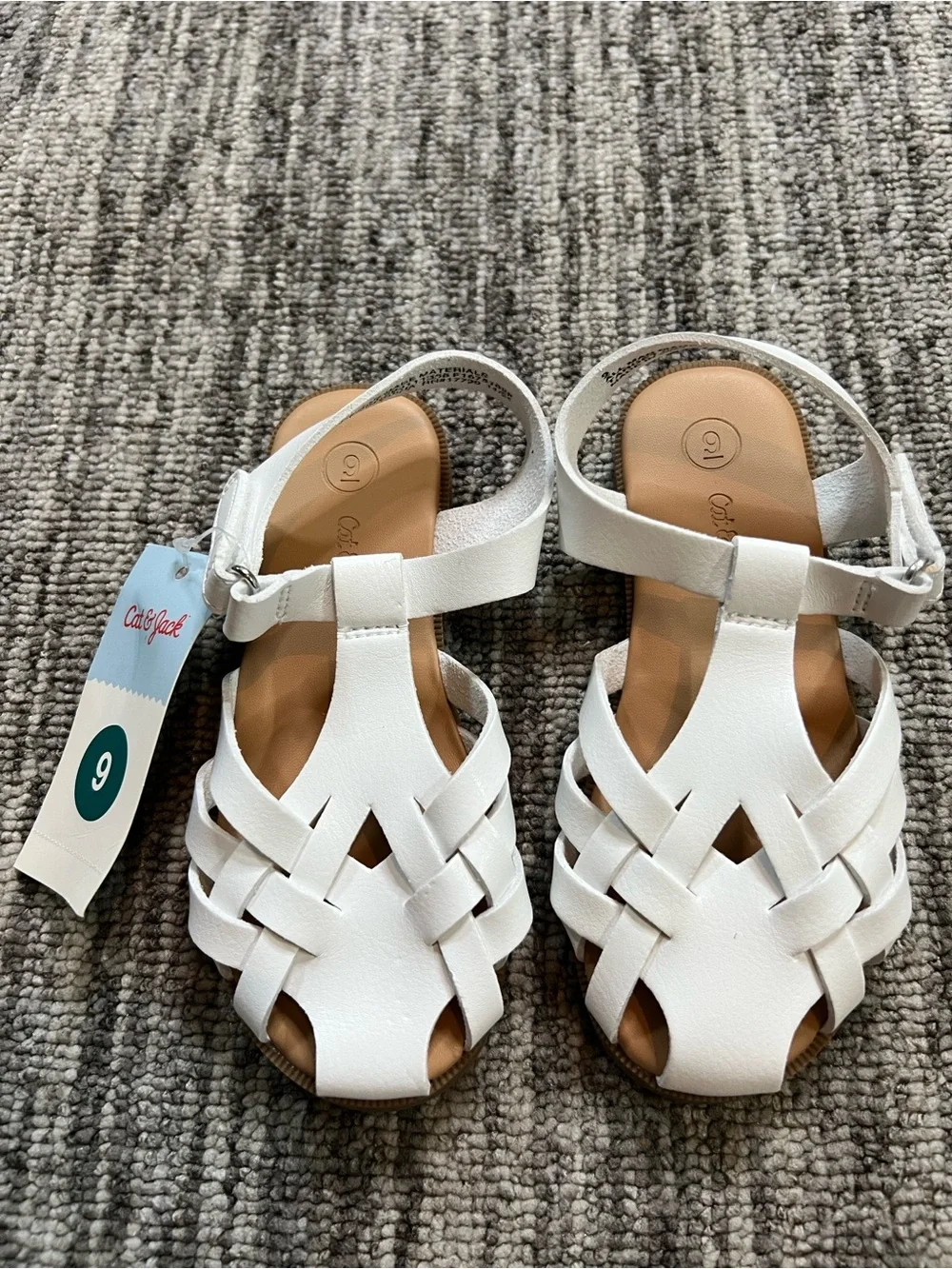 Cat & Jack White Girls' Woven T-Strap Sandals